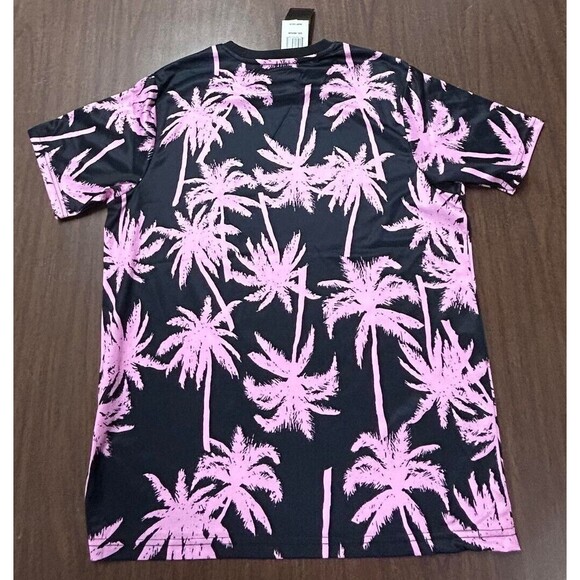 NEW Palms Swaying Good Vibes Men's Size Medium Short Sleeve Tee Black Pink - Picture 6 of 9